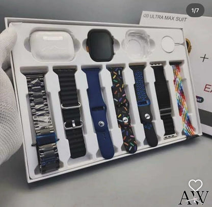 I20 Ultra Max Suit | 7-in-1 Smartwatch Gift Set with Wireless Earbuds