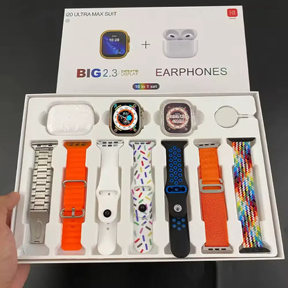 I20 Ultra Max Suit | 7-in-1 Smartwatch Gift Set with Wireless Earbuds